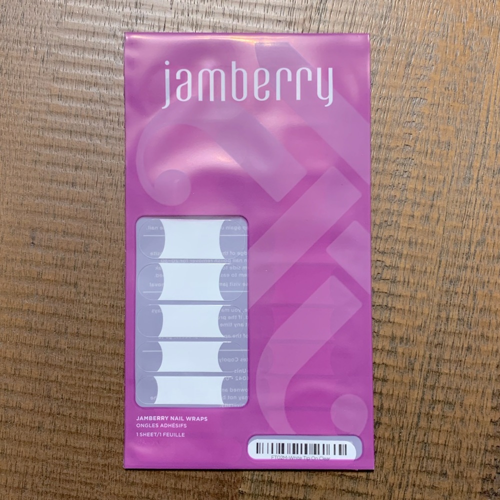 Jamberry Nail Wraps, White Tip on Clear